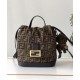 Repliche Zaino con coulisse in tessuto jacquard FF Fendi 8BZ057 Caffè Imitazioni False Online