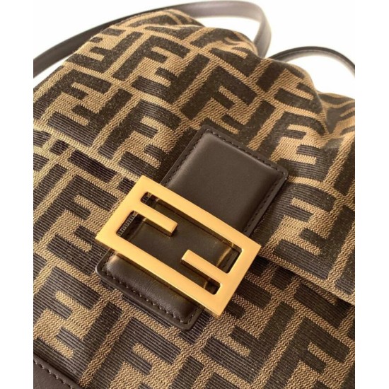 Repliche Zaino con coulisse in tessuto jacquard FF Fendi 8BZ057 Caffè Imitazioni False Online