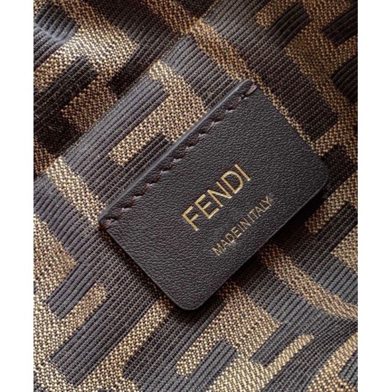Repliche Zaino con coulisse in tessuto jacquard FF Fendi 8BZ057 Caffè Imitazioni False Online