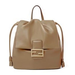 Repliche Zaino con coulisse da donna Fendi Cappuccino Vintage Albicocca Imitazioni False Online