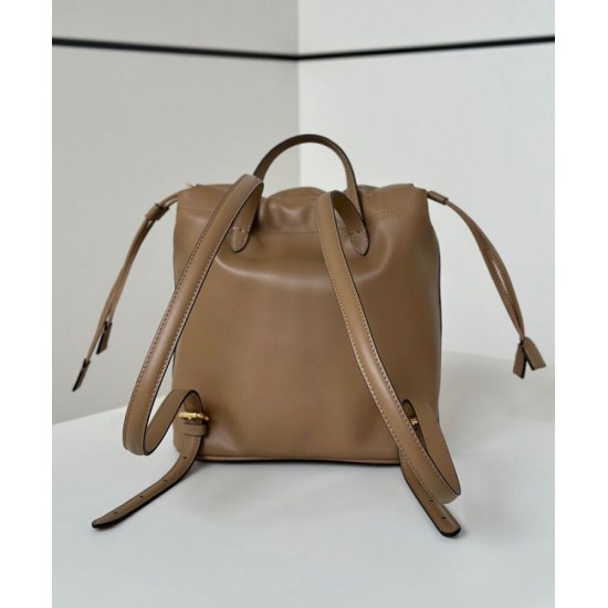 Repliche Zaino con coulisse da donna Fendi Cappuccino Vintage Albicocca Imitazioni False Online