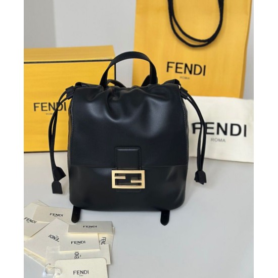 Repliche Zaino con coulisse da donna Fendi Cappuccino Vintage Nero Imitazioni False Online