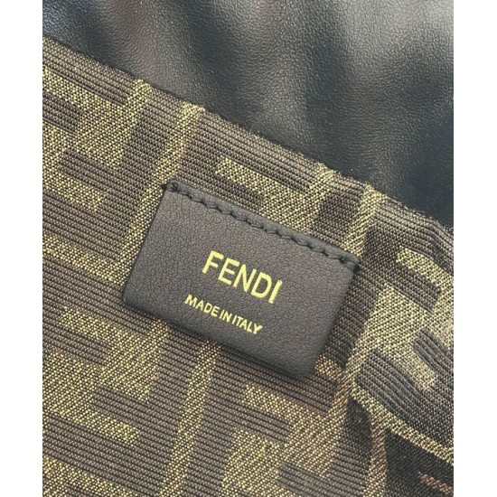 Repliche Zaino con coulisse da donna Fendi Cappuccino Vintage Nero Imitazioni False Online