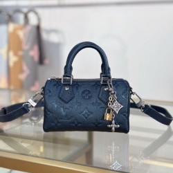 Repliche Perfette LV Nano Speedy Handbag M26510 Blu scuro Imitazioni False Online