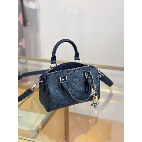 Repliche Perfette LV Nano Speedy Handbag M26510 Blu scuro Imitazioni False Online