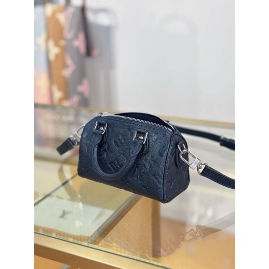 Repliche Perfette LV Nano Speedy Handbag M26510 Blu scuro Imitazioni False Online