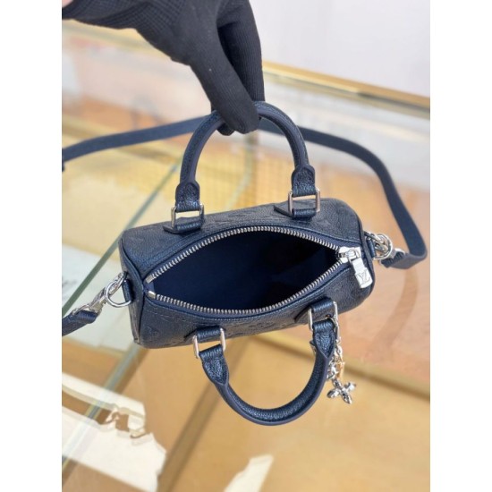 Repliche Perfette LV Nano Speedy Handbag M26510 Blu scuro Imitazioni False Online