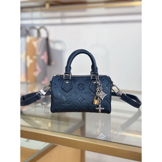 Repliche Perfette LV Nano Speedy Handbag M26510 Blu scuro Imitazioni False Online