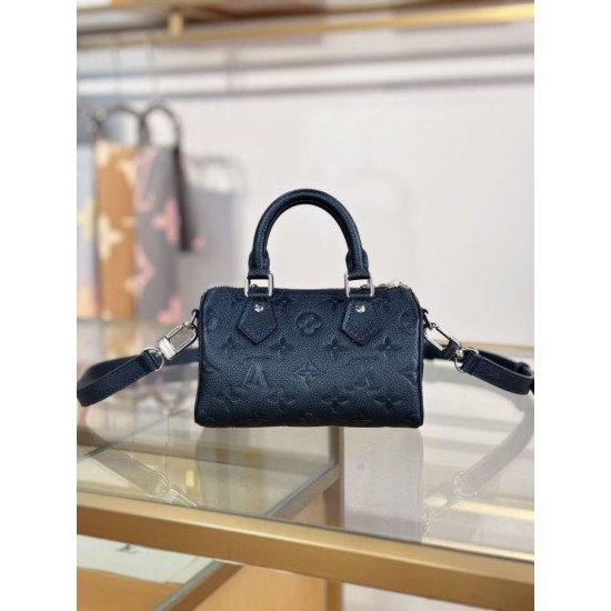 Repliche Perfette LV Nano Speedy Handbag M26510 Blu scuro Imitazioni False Online