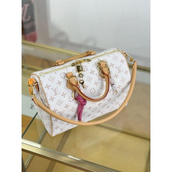 Repliche Perfette LV Speedy Soft 30 Lucky Bag M15108 Bianco bicolore Imitazioni False Online