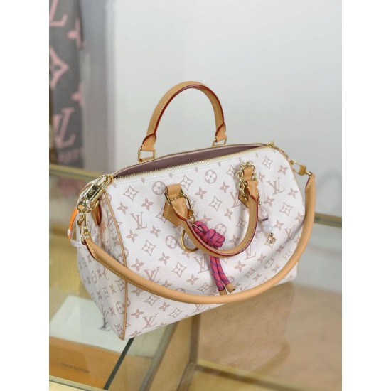 Repliche Perfette LV Speedy Soft 30 Lucky Bag M15108 Bianco bicolore Imitazioni False Online