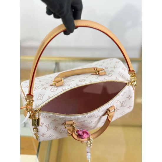 Repliche Perfette LV Speedy Soft 30 Lucky Bag M15108 Bianco bicolore Imitazioni False Online