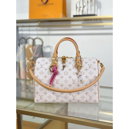 Repliche Perfette LV Speedy Soft 30 Lucky Bag M15108 Bianco bicolore Imitazioni False Online