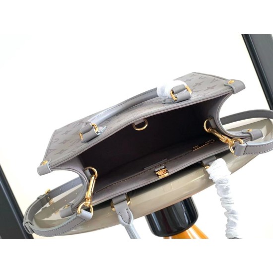 Replica LV Mini borsa tote Onthego m45653 m12465 grigio Fallate Outlet Online Italia Repliche Perfette LV Mini borsa tote Onthego m45653 m12465 grigio Imitazioni False Online