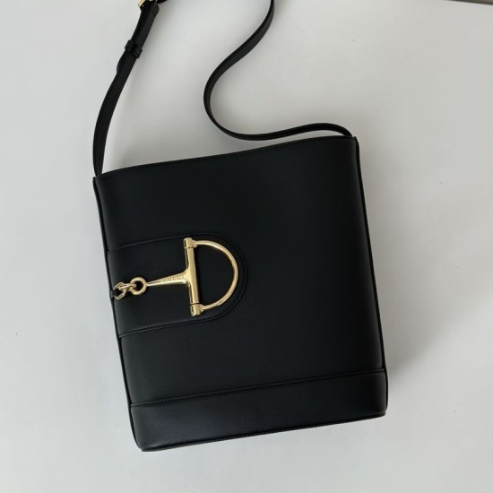 Repliche Perfette Gucci 833660 Borsa a secchiello piccola Nera Imitazioni False Online