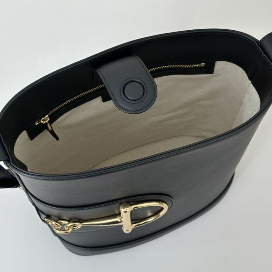 Repliche Perfette Gucci 833660 Borsa a secchiello piccola Nera Imitazioni False Online