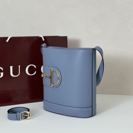 Repliche Perfette Gucci 833660 Borsa a secchiello piccola Blu Imitazioni False Online