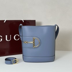 Repliche Perfette Gucci 833660 Borsa a secchiello piccola Blu Imitazioni False Online