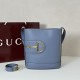 Repliche Perfette Gucci 833660 Borsa a secchiello piccola Blu Imitazioni False Online