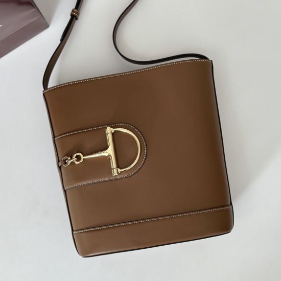 Repliche Perfette Gucci 833660 Borsa a secchiello piccola Marrone Imitazioni False Online