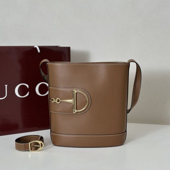 Repliche Perfette Gucci 833660 Borsa a secchiello piccola Marrone Imitazioni False Online