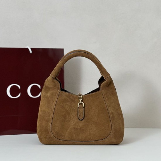 Repliche Perfette Borsa a mano media Gucci Softbit in pelle scamosciata 837467 Marrone Imitazioni False Online