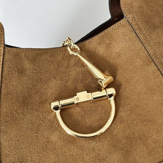 Repliche Perfette Borsa a mano media Gucci Softbit in pelle scamosciata 837467 Marrone Imitazioni False Online