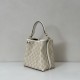 Repliche Perfette Borsa a secchiello piccola Gucci GG Emblem 815118 Bianca Imitazioni False Online