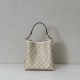Repliche Perfette Borsa a secchiello piccola Gucci GG Emblem 815118 Bianca Imitazioni False Online