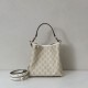Repliche Perfette Borsa a secchiello piccola Gucci GG Emblem 815118 Bianca Imitazioni False Online