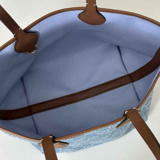 Repliche Perfette Borsa tote piccola Gucci Totissima 820496 blu jeans Imitazioni False Online