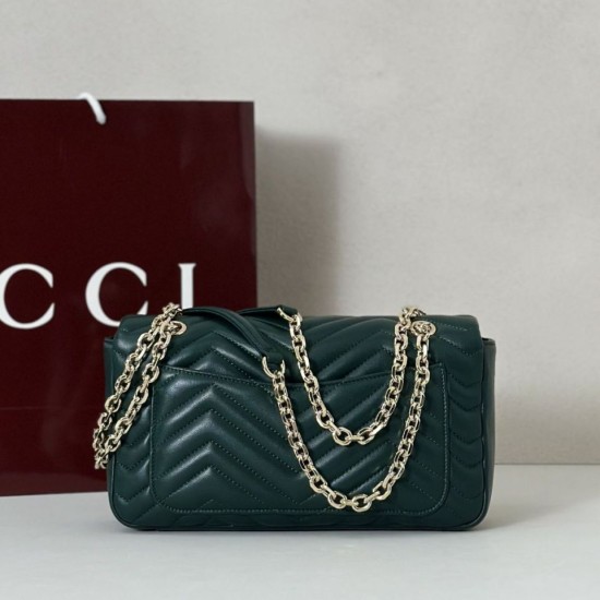 Repliche Perfette Borsa a tracolla media Gucci GG Marmont 837267 verde Imitazioni False Online