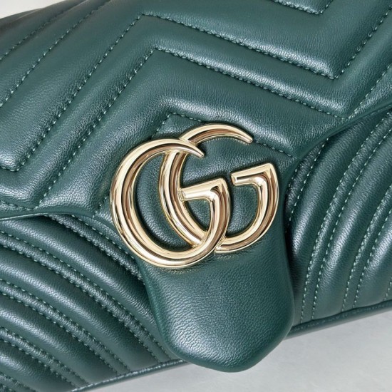 Repliche Perfette Borsa a tracolla media Gucci GG Marmont 837267 verde Imitazioni False Online