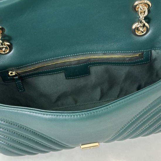 Repliche Perfette Borsa a tracolla media Gucci GG Marmont 837267 verde Imitazioni False Online