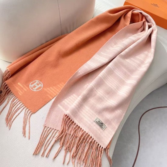 Repliche Perfette Sciarpa unisex classica Hermès in cashmere 70x200 arancione Imitazioni False Online