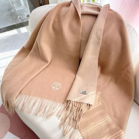 Repliche Perfette Sciarpa unisex classica Hermès in cashmere 70x200 albicocca Imitazioni False Online