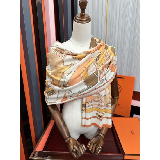 Repliche Perfette Sciarpa Hermès double face in cashmere dello stesso colore 65x185 arancione Imitazioni False Online