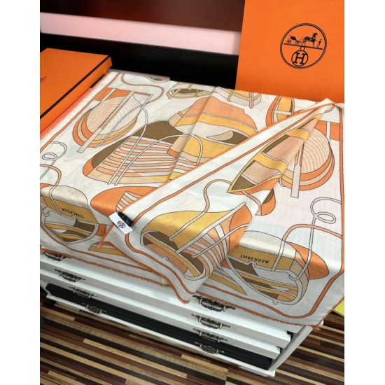 Repliche Perfette Sciarpa Hermès double face in cashmere dello stesso colore 65x185 arancione Imitazioni False Online