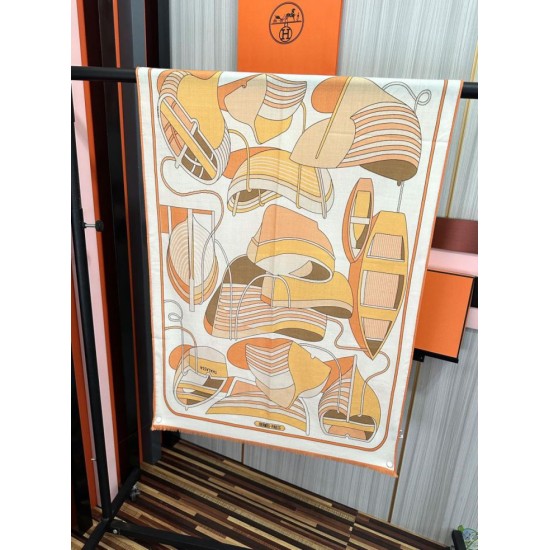 Repliche Perfette Sciarpa Hermès double face in cashmere dello stesso colore 65x185 arancione Imitazioni False Online