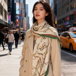 Repliche Perfette Sciarpa reversibile in cashmere Hermès con motivo a cavallo che salta 140 Verde Imitazioni False Online