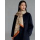 Repliche Perfette Sciarpa reversibile in cashmere Hermès con motivo a cavallo che salta 140 Organge Imitazioni False Online