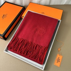 Repliche Perfette Scialle reversibile classico in cashmere bicolore Hermès 70 x 200 Rosso Imitazioni False Online