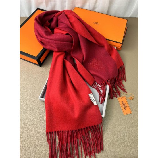Repliche Perfette Scialle reversibile classico in cashmere bicolore Hermès 70 x 200 Rosso Imitazioni False Online