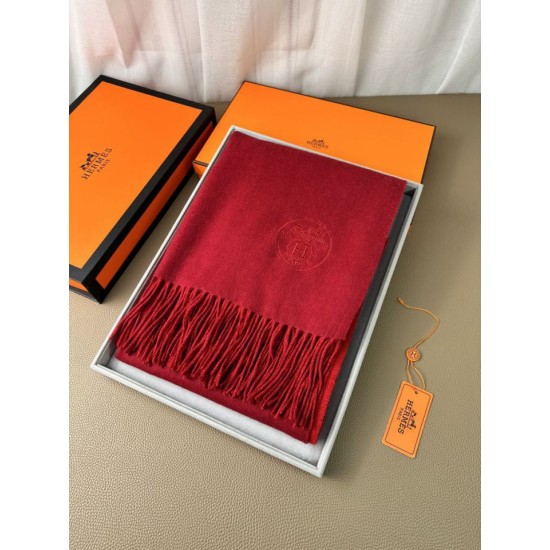Repliche Perfette Scialle reversibile classico in cashmere bicolore Hermès 70 x 200 Rosso Imitazioni False Online