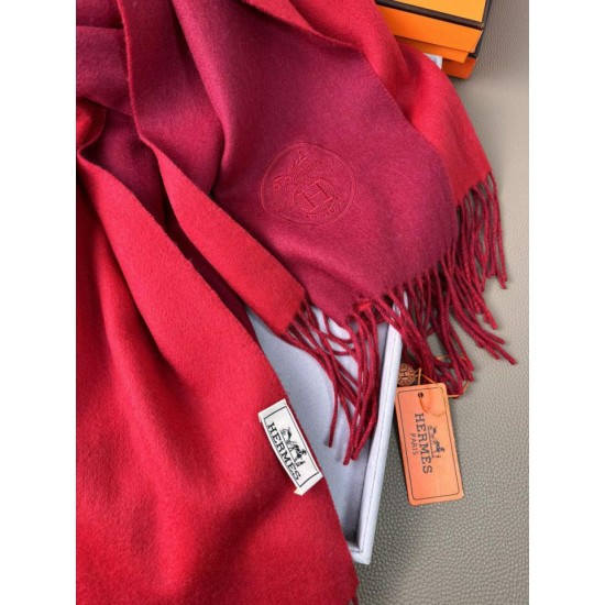 Repliche Perfette Scialle reversibile classico in cashmere bicolore Hermès 70 x 200 Rosso Imitazioni False Online