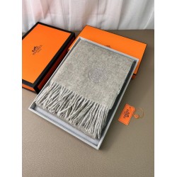 Repliche Perfette Scialle reversibile classico in cashmere bicolore Hermès 70 x 200 Grigio Imitazioni False Online