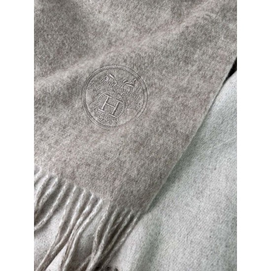 Repliche Perfette Scialle reversibile classico in cashmere bicolore Hermès 70 x 200 Grigio Imitazioni False Online