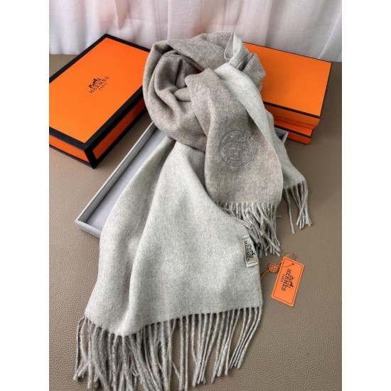 Repliche Perfette Scialle reversibile classico in cashmere bicolore Hermès 70 x 200 Grigio Imitazioni False Online