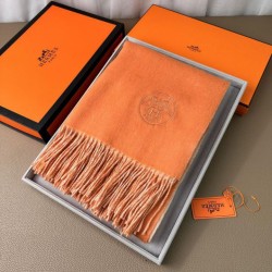 Repliche Perfette Scialle reversibile classico in cashmere bicolore Hermès 70 x 200 Arancione Imitazioni False Online