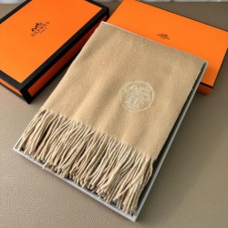 Repliche Perfette Scialle reversibile classico in cashmere bicolore Hermès 70 x 200 Marrone Imitazioni False Online
